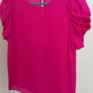 Naked Zebra Bold Fuchsia Puff-Sleeve Blouse
